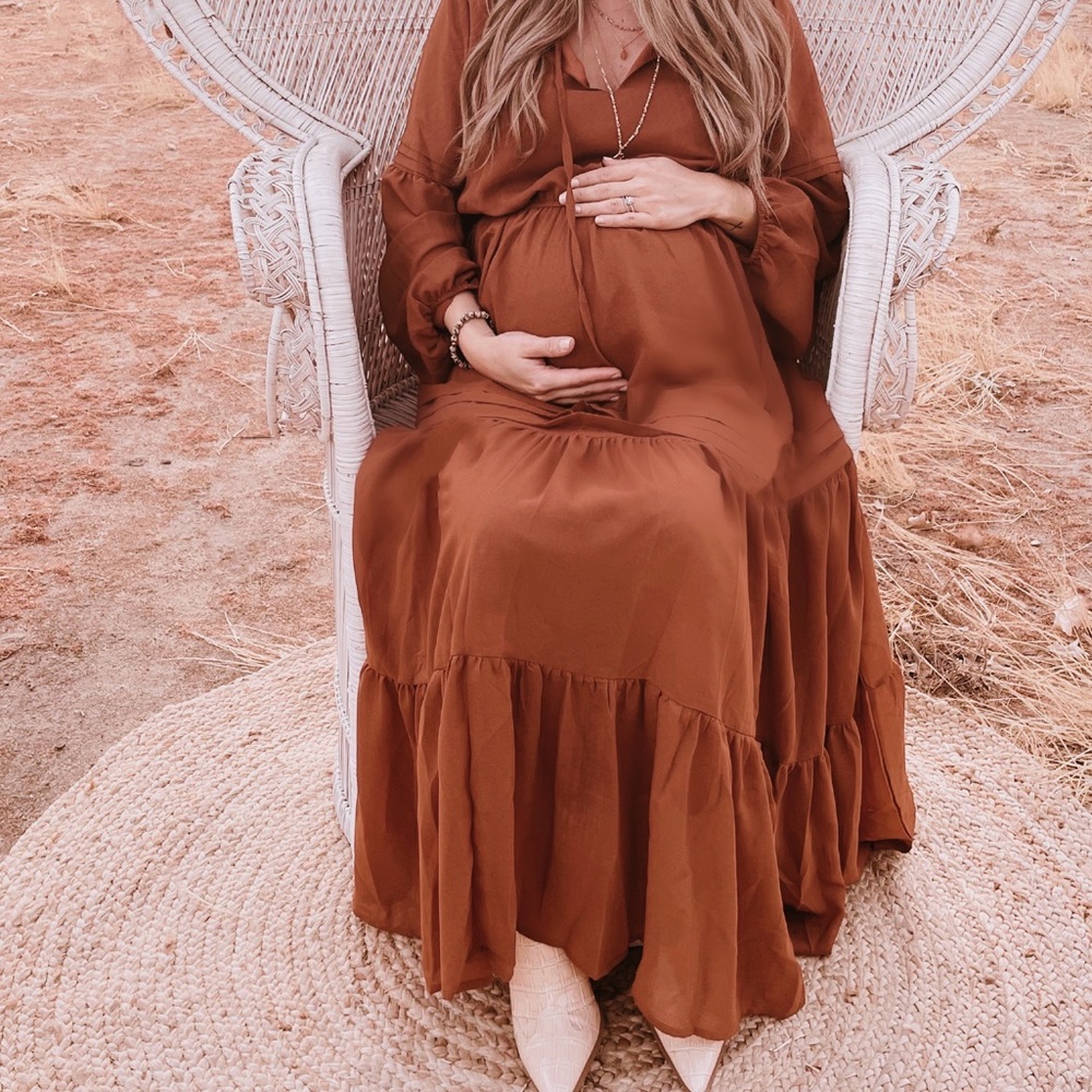 Brown Sheer Fabric Boho Dress